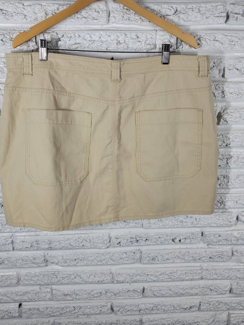 Old Navy Womens 18 Beige Denim Mini Skirt Button Front Pockets Jean Casual C1E - Picture 5 of 8